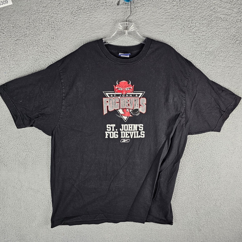 Reebok St. John's Fog Devils QMJHL Hockey T Shirt‎ Black Size XXL Vintage